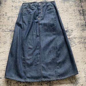 Levi’s High waist raw denim full maxi skirt size 6.  Menswear-inspired.